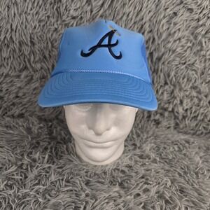 Unbranded Trucker Hat Unisex OS Sky Blue Atlanta Halo Retro Snapback Mesh Cap